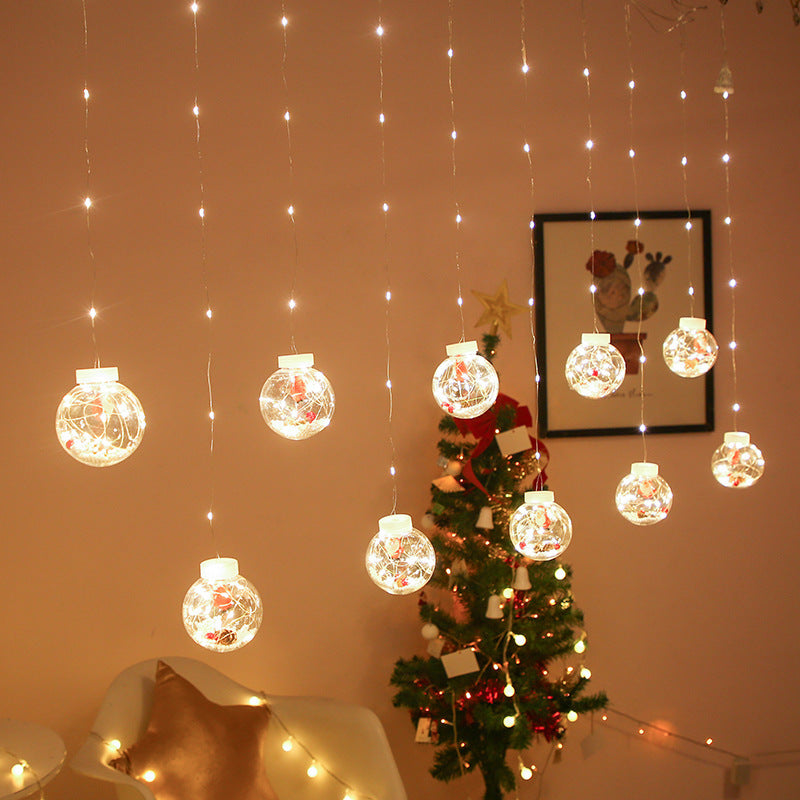 Fairy Tale Christmas Curtain LED Hanging Snowball Lights