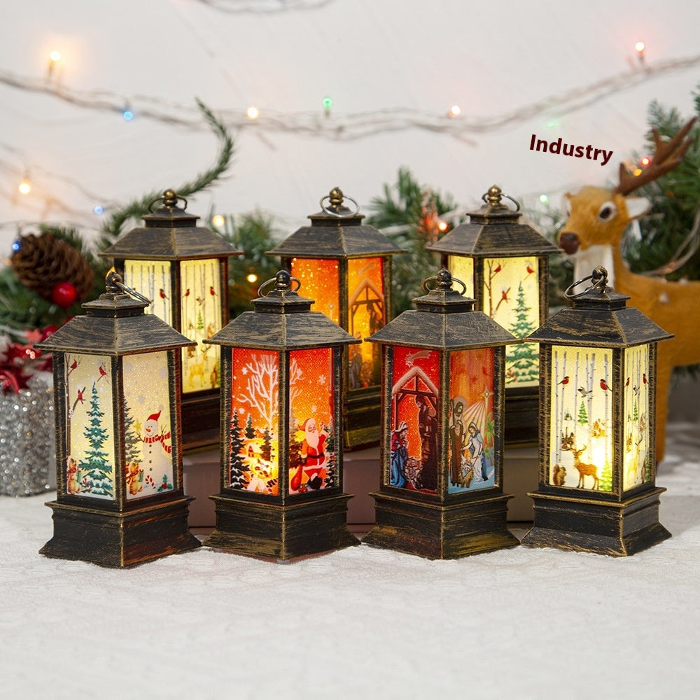 Christmas Portable LED Lantern – Santa Claus Festive Oil Lamp Night Light (Battery Powered