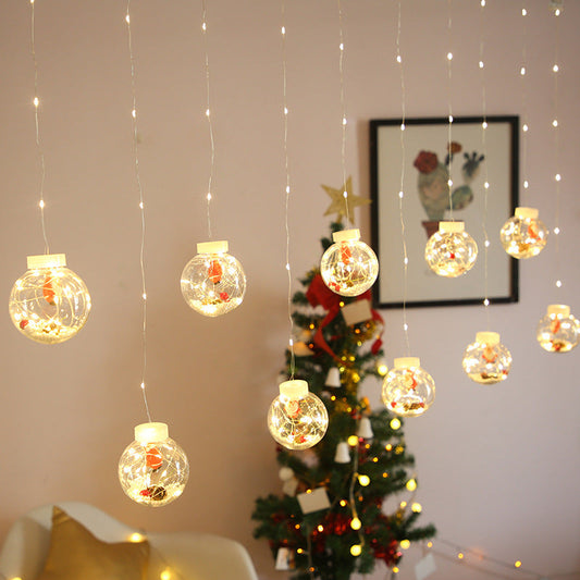 Fairy Tale Christmas Curtain LED Hanging Snowball Lights