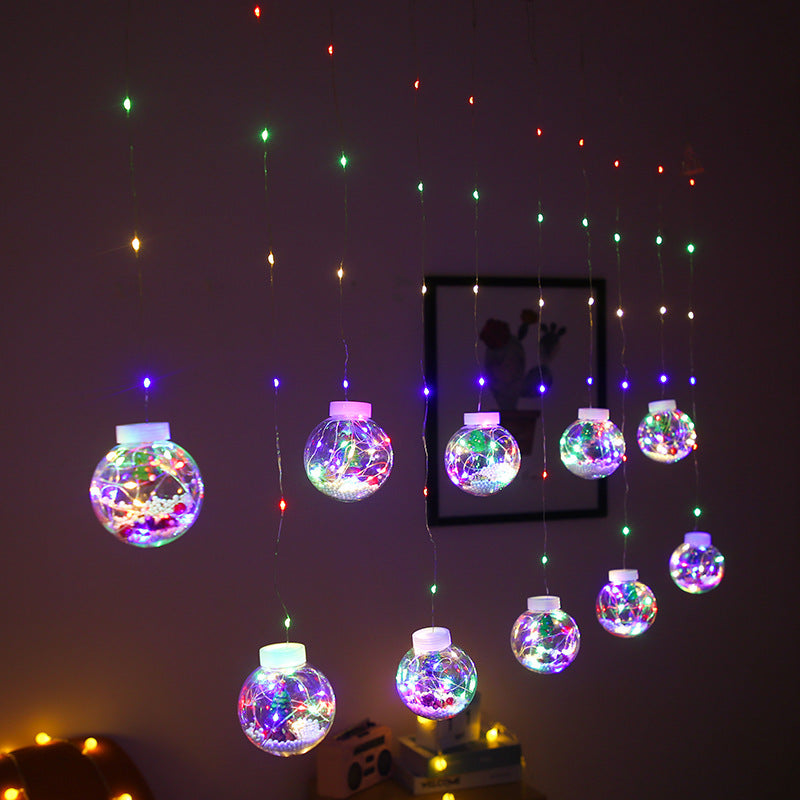 Fairy Tale Christmas Curtain LED Hanging Snowball Lights