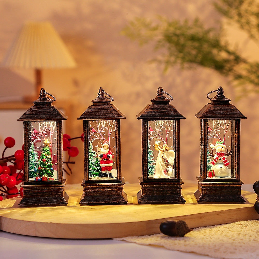 Christmas Portable LED Lantern – Santa Claus Festive Oil Lamp Night Light (Battery Powered
