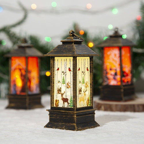 Christmas Portable LED Lantern – Santa Claus Festive Oil Lamp Night Light (Battery Powered