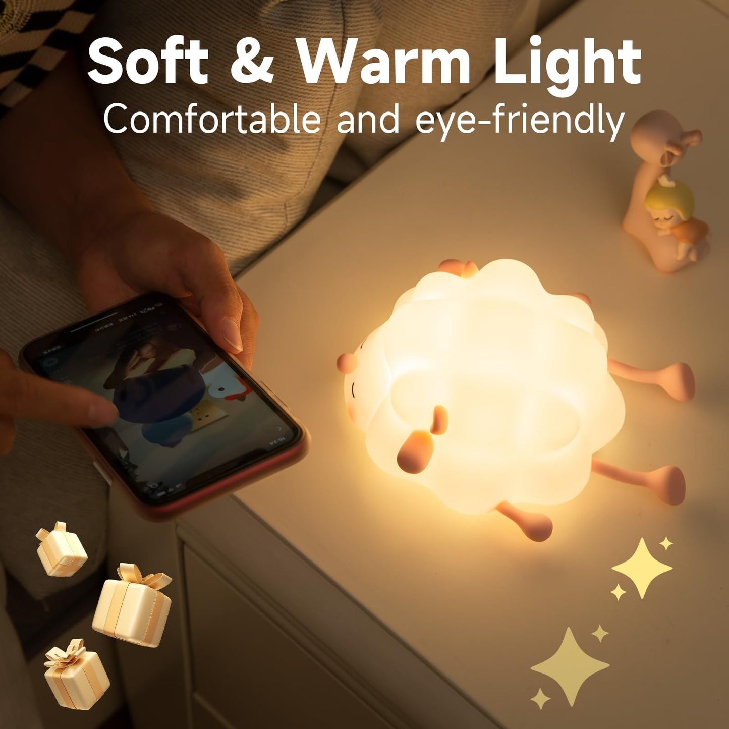 Cute Silicone Night Light – Soft Touch Sheep Lamp for Kids Bedroom | Warm Ambient Bedside Gift